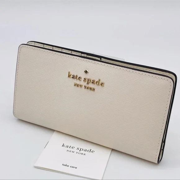 Kate Spade Slim Bifold Wallet Pearl White - Picture 5 of 7
